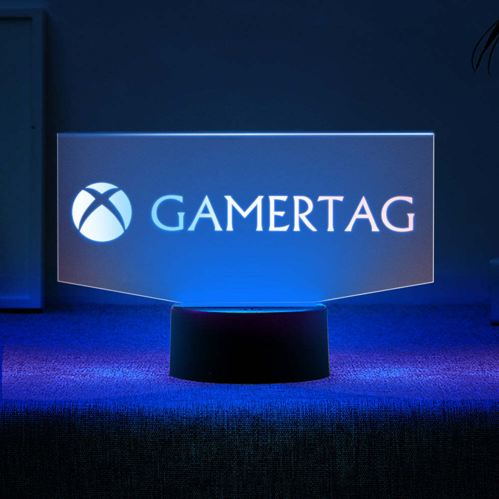 Veilleuse Xbox Personnalisée Gamertag Signe Double Base Led Rétro-éclairé Cadeau De Jeu Personnalisé - maplunelampefr