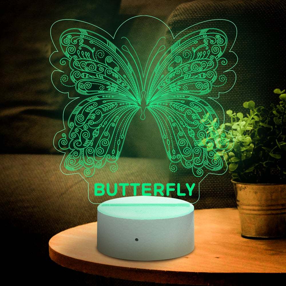 Cadeaux Pour Elle Lampe Porte-clés Papillon Personnalisée Avec Nom Personnalisé Night Light Bedroom Decor - maplunelampefr