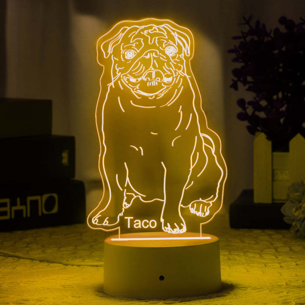 Cadeaux pour les amoureux des animaux de compagnie Lampe photo Lumière LED Portrait gravé Chien Veilleuse