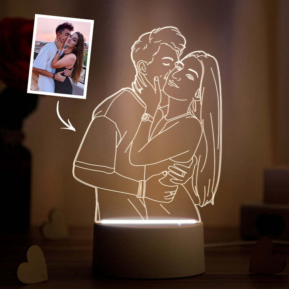 Lampe photo lumière LED portrait gravé veilleuse cadeau d'anniversaire