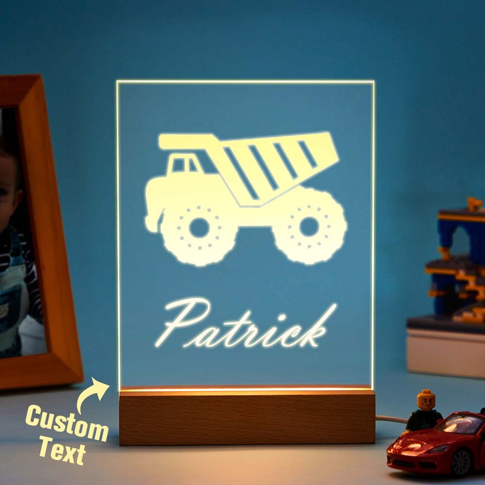 Personnalisé Camion Night Light Construction Boys Acrylique Led Night Light Gifts For 6 Years Old Boys - maplunelampefr