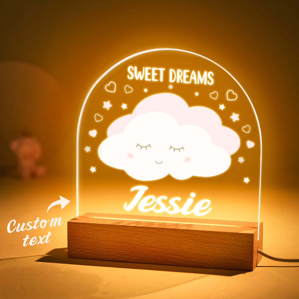 Lampe Nuage Rose Personnalisée Avec Veilleuse Personnalisée Pour Bébé Fille - maplunelampefr