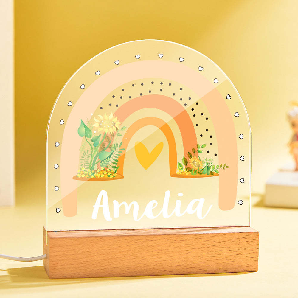 Veilleuse Arc-en-ciel Boho Personnalisée Colorée Pour Enfant Avec Nom Personnalisé - maplunelampefr