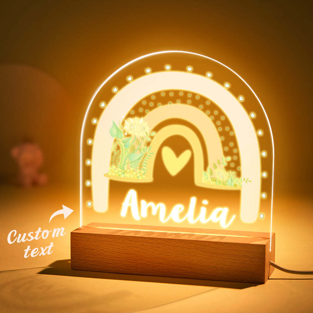 Veilleuse Arc-en-ciel Boho Personnalisée Colorée Pour Enfant Avec Nom Personnalisé - maplunelampefr