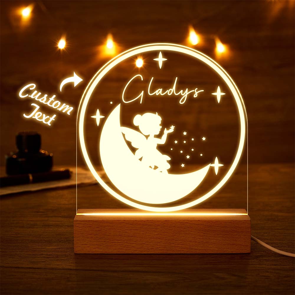 Nom Personnalisé Acrylique Veilleuse Personnalisé Lampe Fée Lampe De Bureau Cadeau Pour Enfants Adulte - maplunelampefr