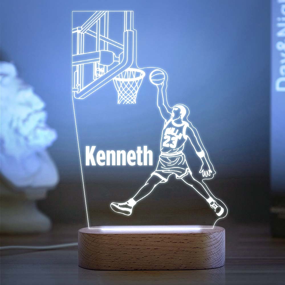 Nom Personnalisé Acrylique Veilleuse Personnalisé Lampe Basketball Lampe De Bureau Cadeau Pour Garçons Ou Adulte - maplunelampefr