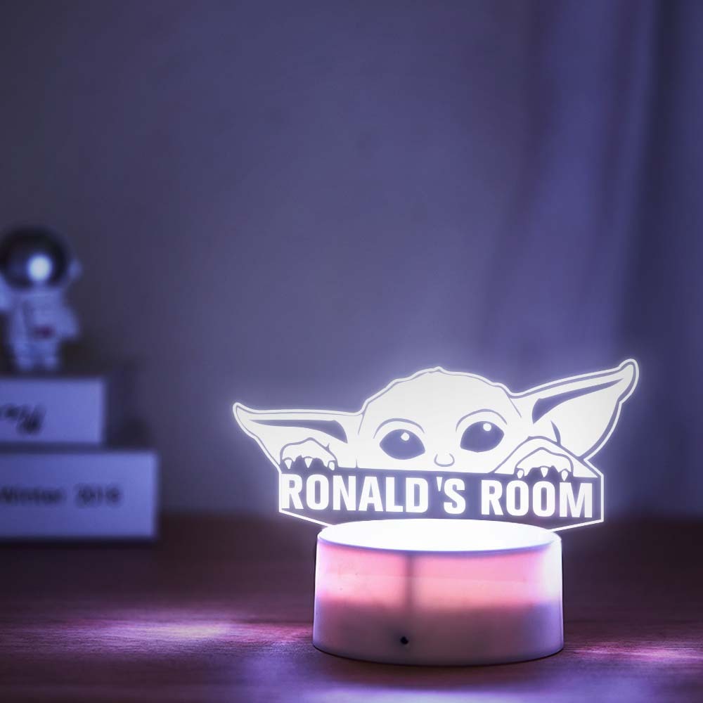 Personnalisé Starwars Yoda Grogu Veilleuse Led Acrylique Sept Couleurs Lampe Pour Bébé Chambre Décor - maplunelampefr