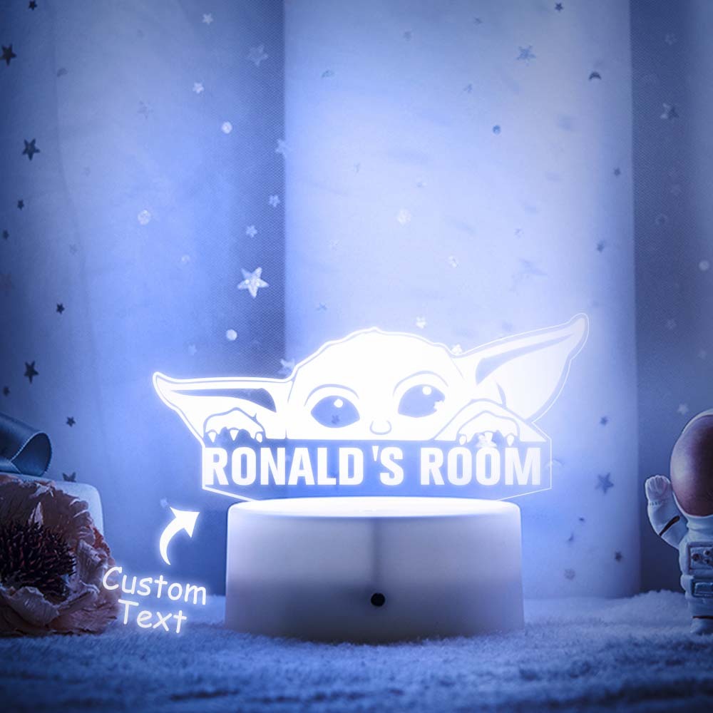 Personnalisé Starwars Yoda Grogu Veilleuse Led Acrylique Sept Couleurs Lampe Pour Bébé Chambre Décor - maplunelampefr
