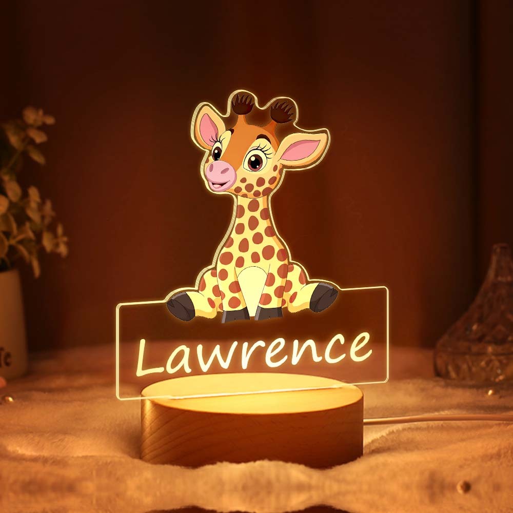 Veilleuse De Nom De Girafe Mignonne Faite Sur Commande Pour Le Décor De Pépinière De Chambre À Coucher D'enfants - maplunelampefr