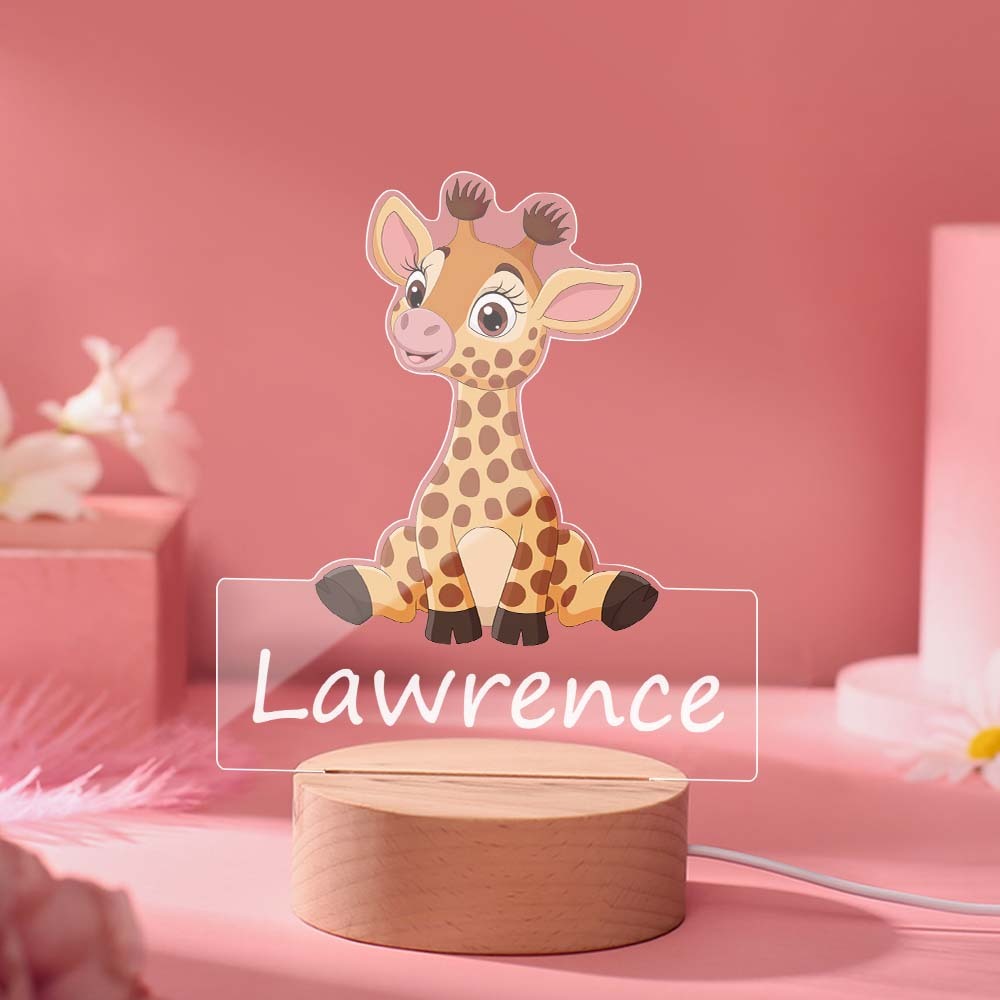 Veilleuse De Nom De Girafe Mignonne Faite Sur Commande Pour Le Décor De Pépinière De Chambre À Coucher D'enfants - maplunelampefr