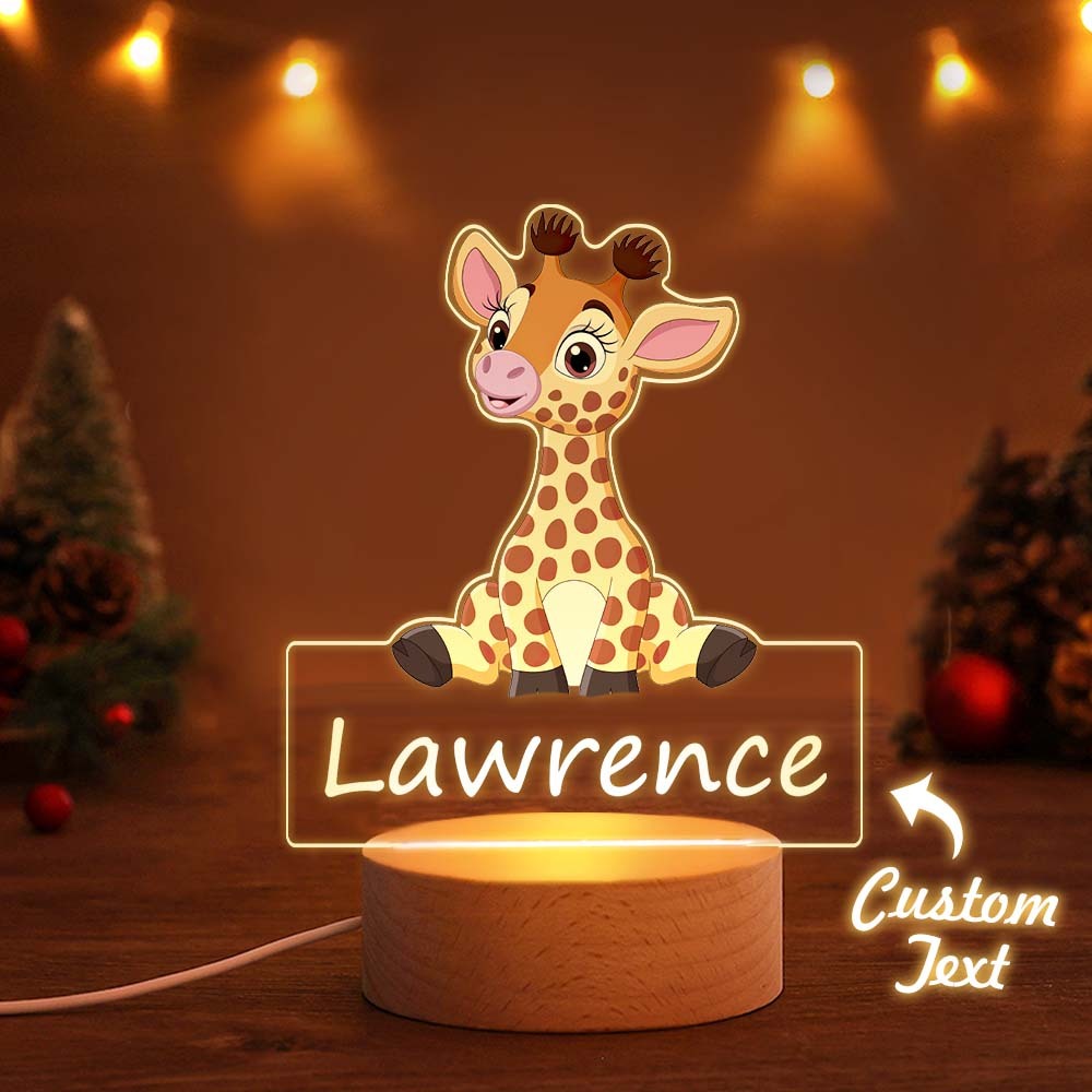 Veilleuse De Nom De Girafe Mignonne Faite Sur Commande Pour Le Décor De Pépinière De Chambre À Coucher D'enfants - maplunelampefr