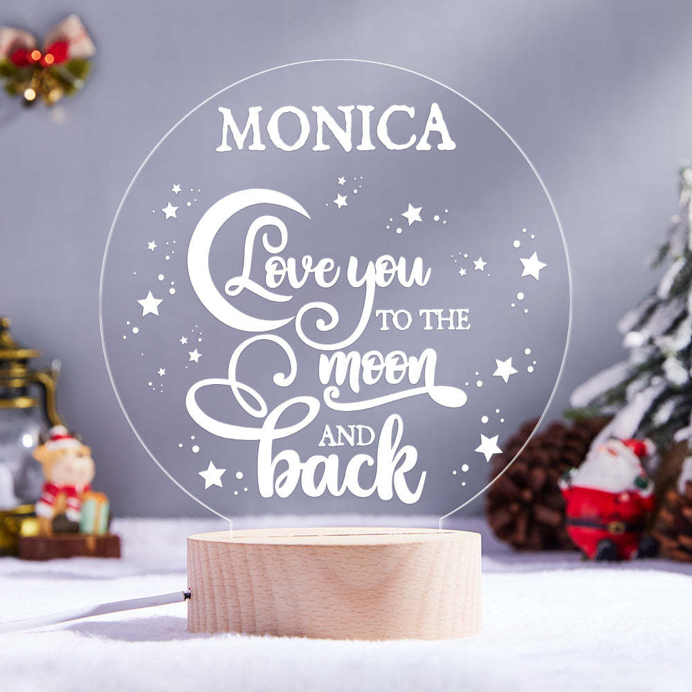 Veilleuse Led Personnalisée 'love You To The Moon &amp; Back' Idéale Pour La Chambre Ou Le Bureau - maplunelampefr