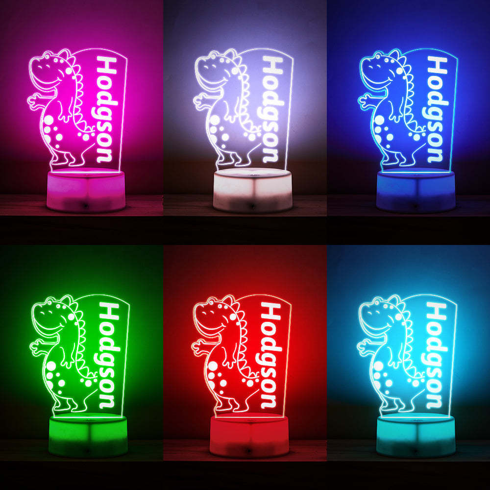 Signe De Nom Personnalisé D'enfants De Veilleuse De Dinosaure Pour Le Décor De La Chambre Du Garçon - maplunelampefr