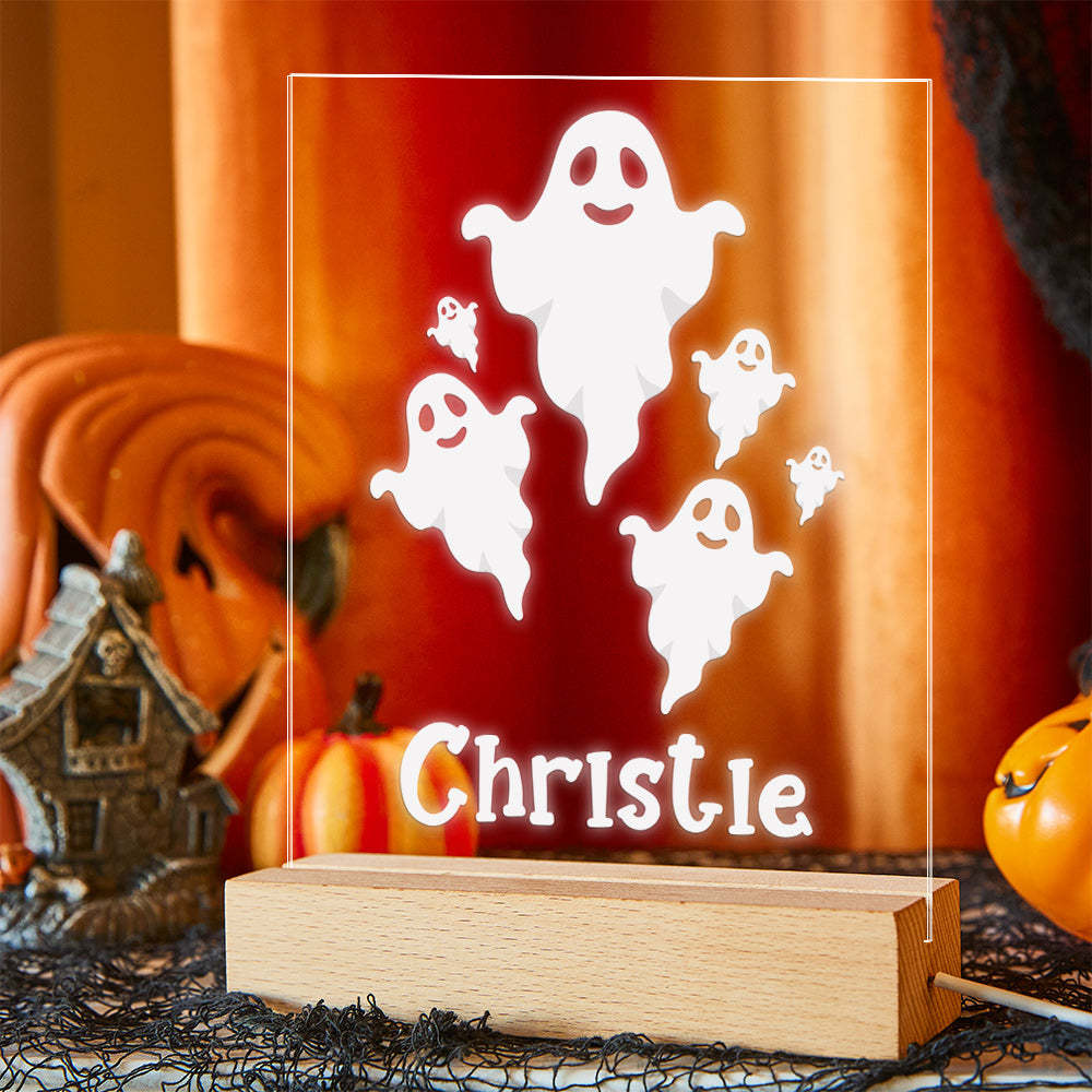 Veilleuse Halloween Spooky Ghost Avec Lampe De Bureau Personnalisée - maplunelampefr