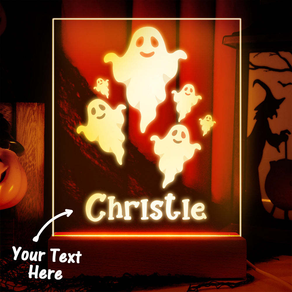 Veilleuse Halloween Spooky Ghost Avec Lampe De Bureau Personnalisée - maplunelampefr