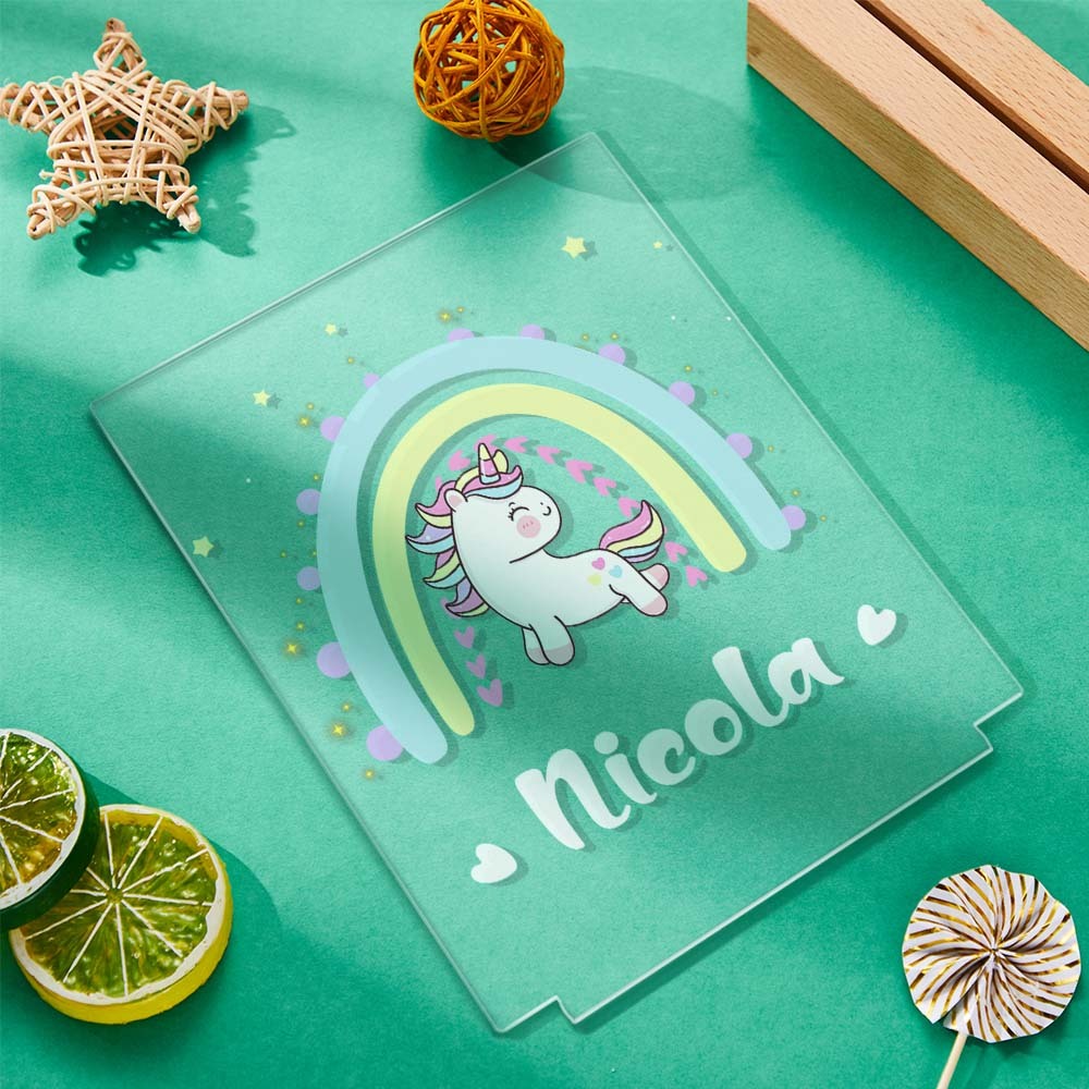 Veilleuse Arc-en-ciel Personnalisée Avec Lumière Led Mignonne De Licorne Pour La Chambre De Bébé Dormez Bien - maplunelampefr