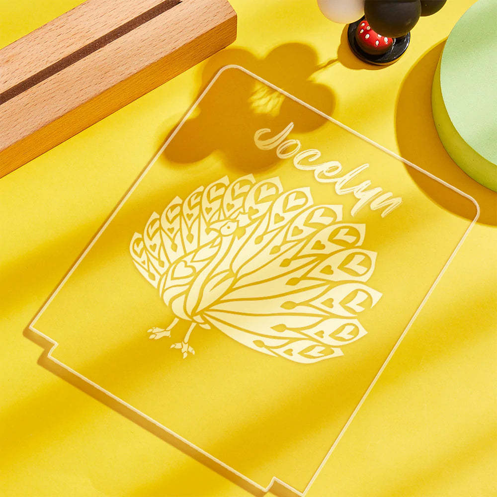 Personnalisé Gravé Paon Veilleuse Led Acrylique Veilleuse Chambre Décor Cadeau Pour Les Enfants - maplunelampefr