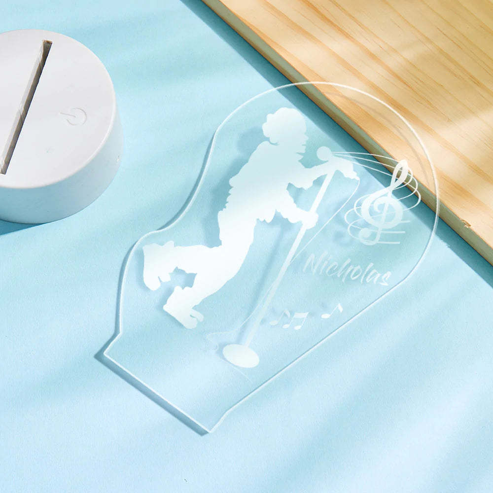 Personnalisé Gravé Led Veilleuse Acrylique Light Up Chanteur Lampe Cadeau Pour Elle - maplunelampefr