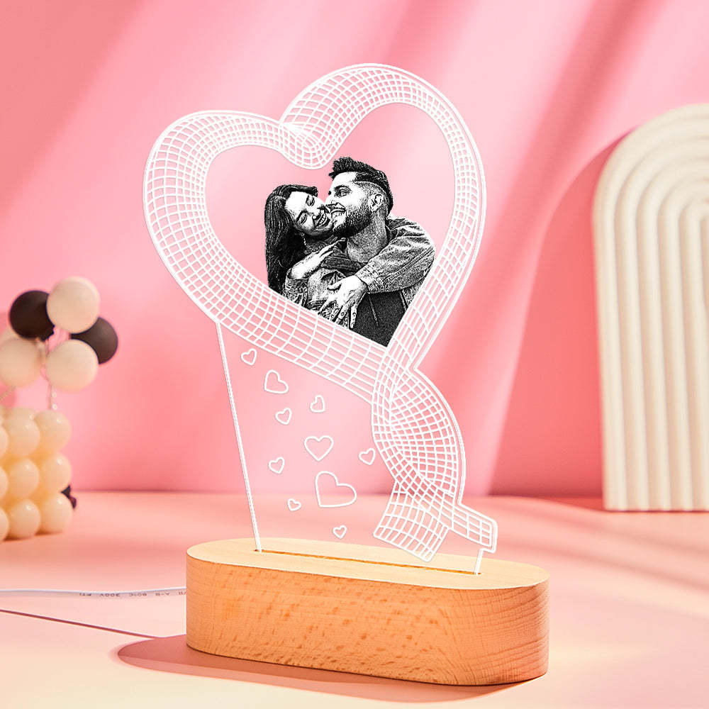 Photo Personnalisée 3d Led Lampe Unique Coloré Nuit Lumière Couple Saint Valentin Cadeau - maplunelampefr