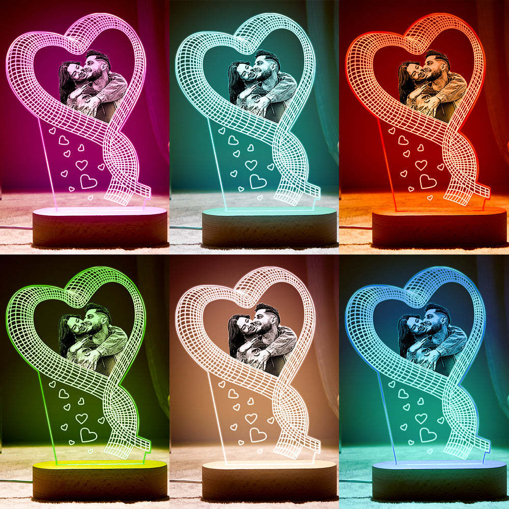 Photo Personnalisée 3d Led Lampe Unique Coloré Nuit Lumière Couple Saint Valentin Cadeau - maplunelampefr