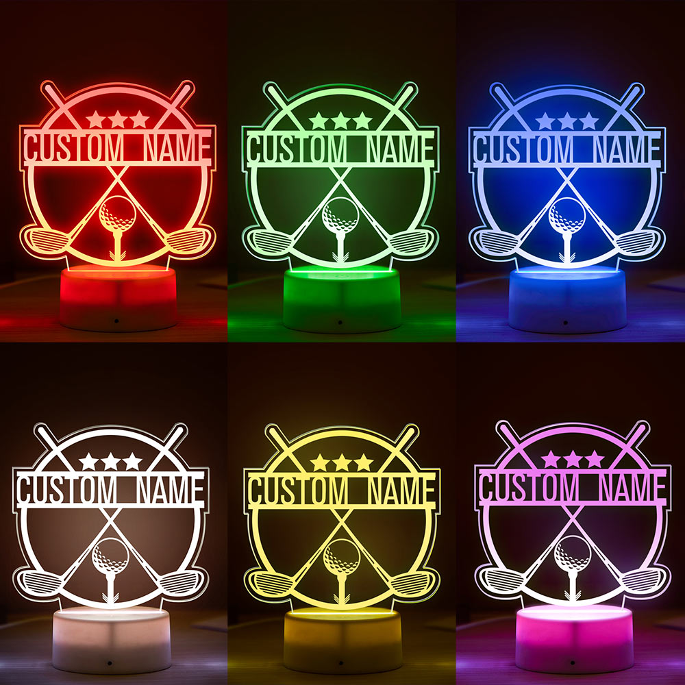 Cadeaux Personnalisés De Lampe De Style De Golf De Lumière De Nuit De Sept Couleurs De Nom Pour Des Garçons