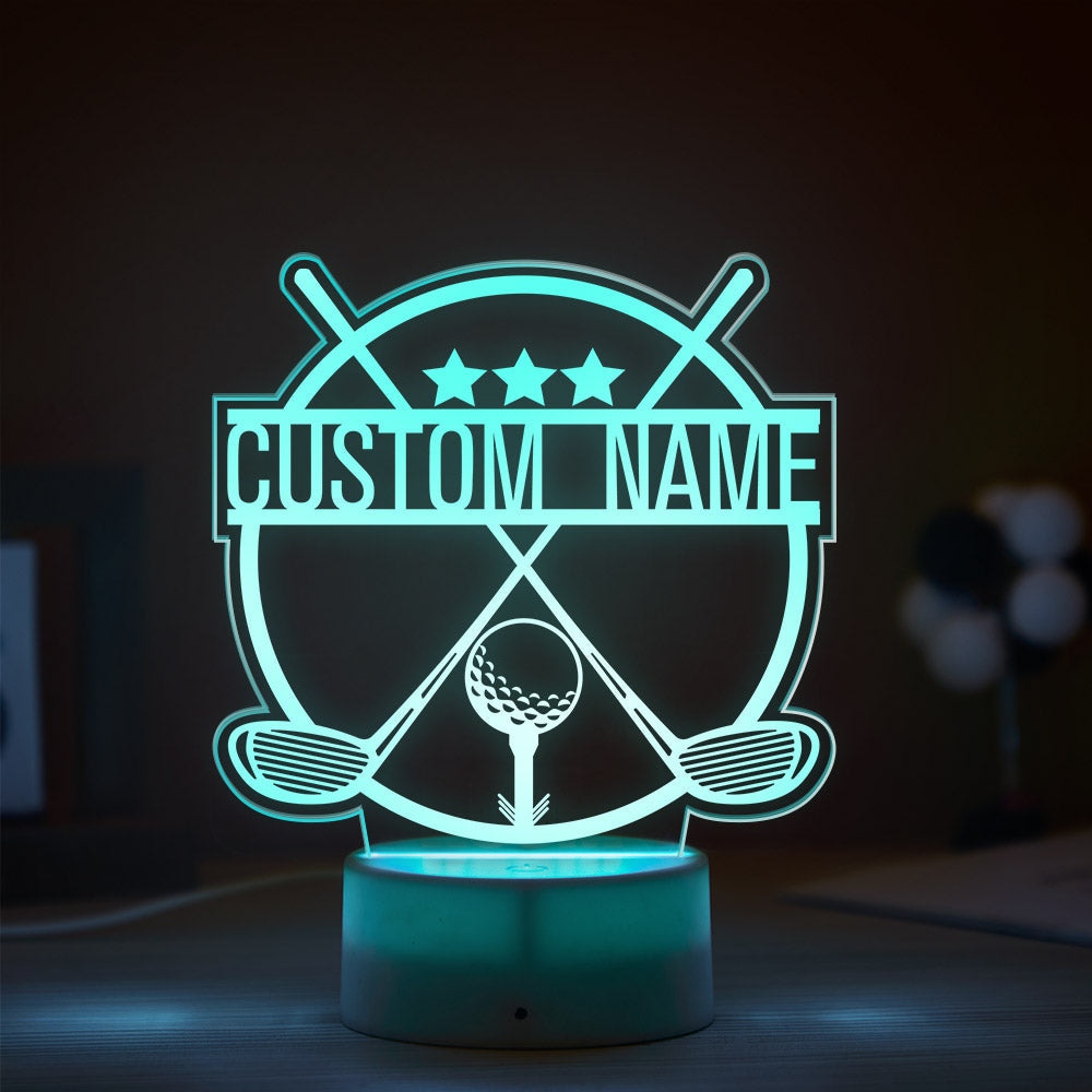 Cadeaux Personnalisés De Lampe De Style De Golf De Lumière De Nuit De Sept Couleurs De Nom Pour Des Garçons