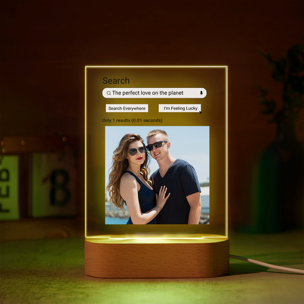 Photo Personnalisée Recherche Google Lampe Colorée Acrylique 3d Imprimé Veilleuse Proposition Cadeau De Jour D'anniversaire - maplunelampefr
