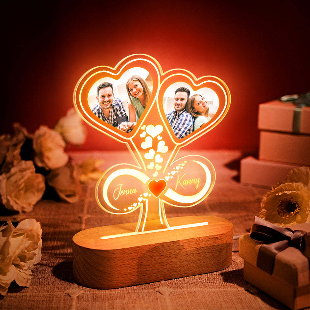 Lampe Personnalisée De Ballon De Coeur De Lumière De Nuit D'illusion Des Noms 3d Personnalisés Pour Des Couples - maplunelampefr