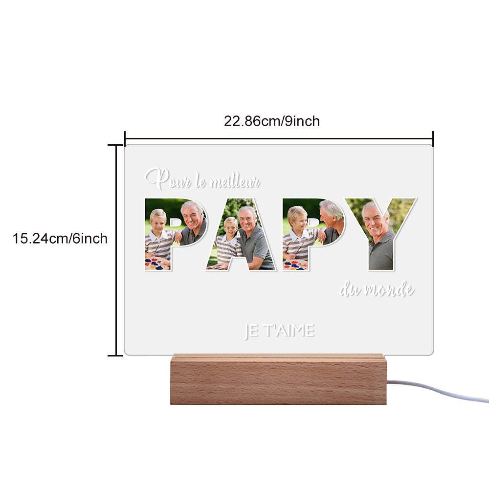 Veilleuse De Nuit Personnalisée Pour La Fête Des Pères Cadeaux De Lampe Acrylique Photo Personnalisés Pour Grand-père - maplunelampefr