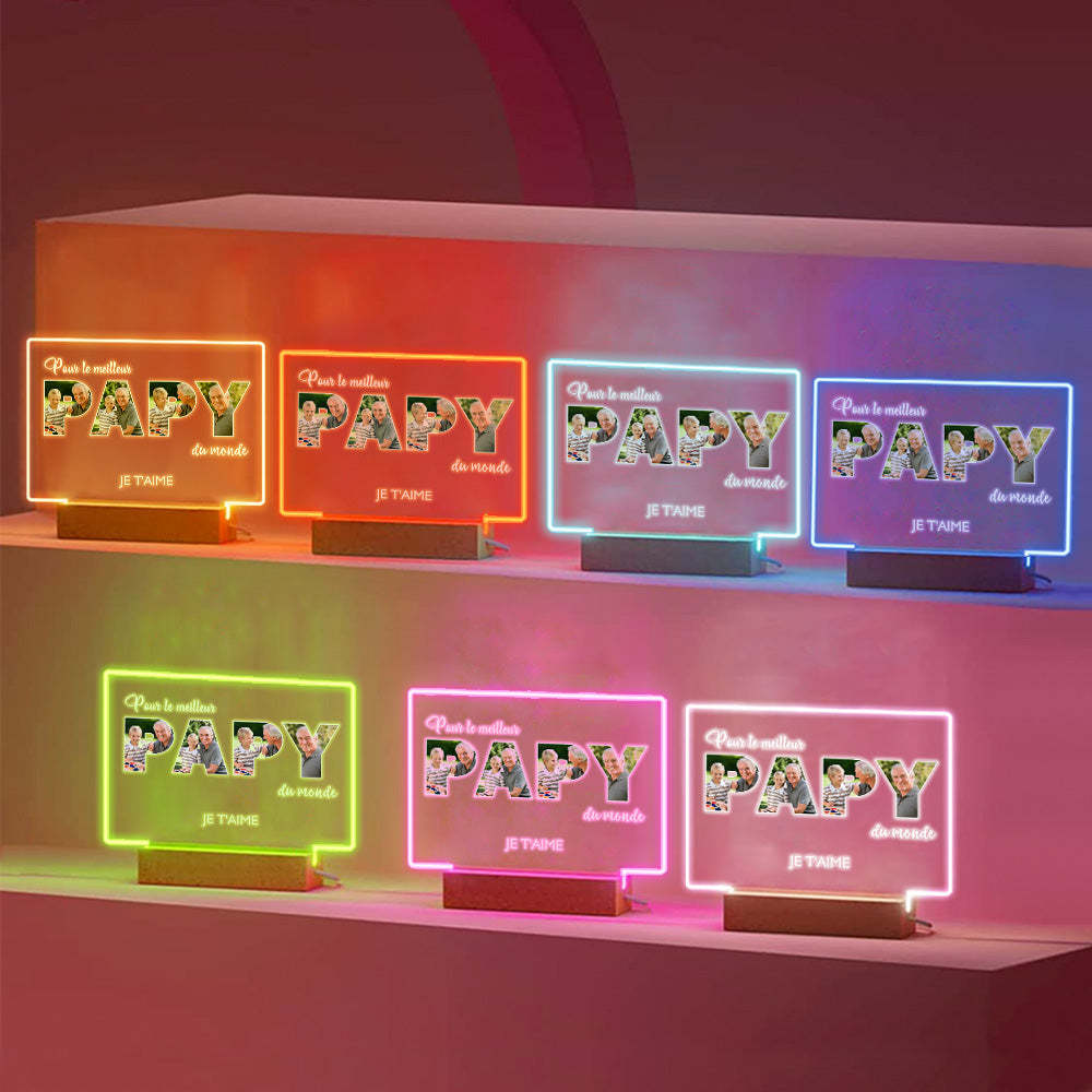 Veilleuse De Nuit Personnalisée Pour La Fête Des Pères Cadeaux De Lampe Acrylique Photo Personnalisés Pour Grand-père - maplunelampefr