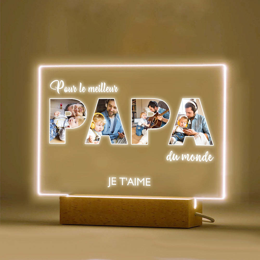 Veilleuse Photo Papa Personnalisée Lampe Acrylique Personnalisée Meilleurs Cadeaux Fête Des Pères - maplunelampefr