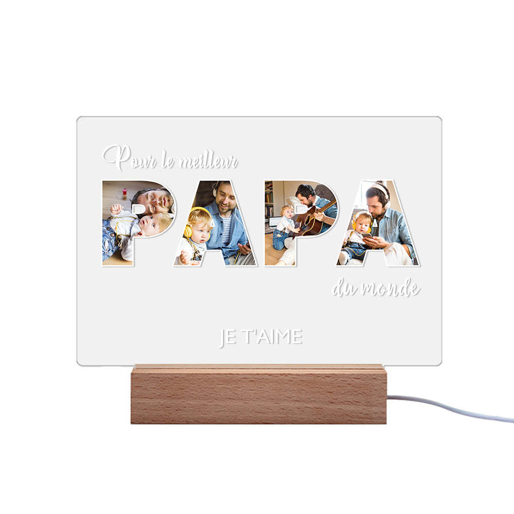 Veilleuse Photo Papa Personnalisée Lampe Acrylique Personnalisée Meilleurs Cadeaux Fête Des Pères - maplunelampefr