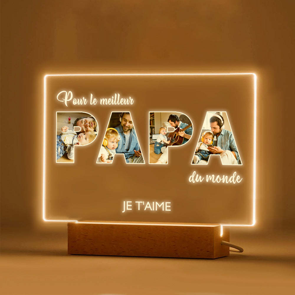 Veilleuse Photo Papa Personnalisée Lampe Acrylique Personnalisée Meilleurs Cadeaux Fête Des Pères - maplunelampefr