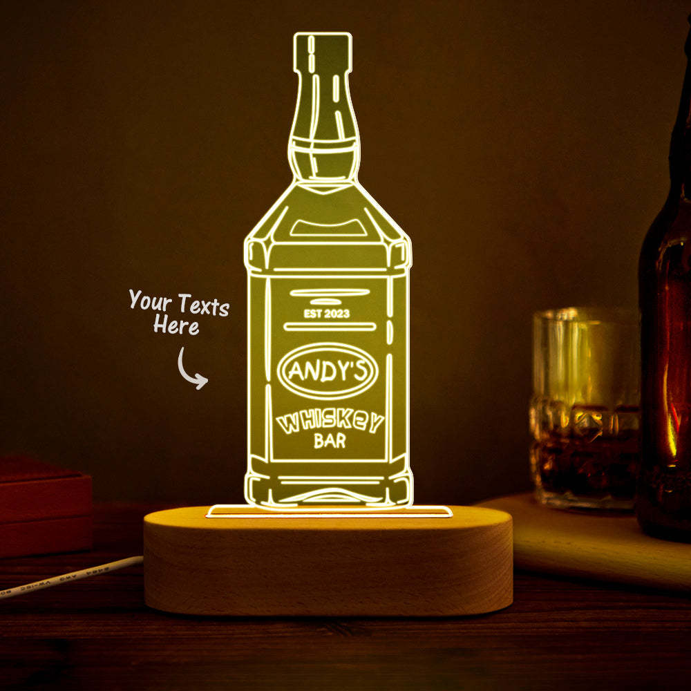 Veilleuse De Liqueur Personnalisée 7 Couleurs Vin Acrylique Lampe 3d Cadeaux De Fête Des Pères - maplunelampefr