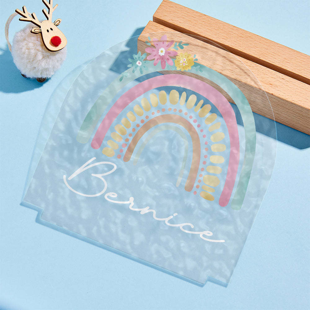 Veilleuse Boho Arc-en-ciel Ondulation De L'eau Personnalisée Avec Des Fleurs Pour Enfants Cadeau D'anniversaire Mignon La Décoration De La Chambre - maplunelampefr