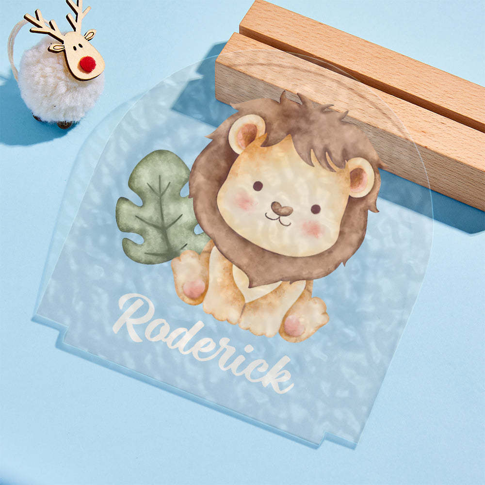 Veilleuse D'ondulation D'eau Colorée Personnalisée Avec Petit Lion Cadeau De Bébé Nouveau-né Personnalisé - maplunelampefr