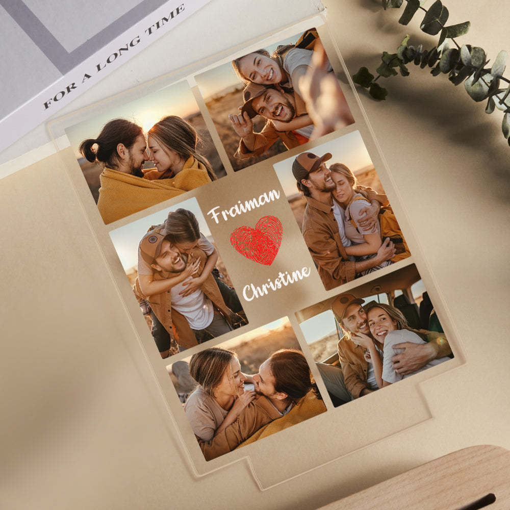 Collage Photo Personnalisé Led Veilleuse Nom Personnalisé Couple Cadeau Anniversaire De Mariage - maplunelampefr