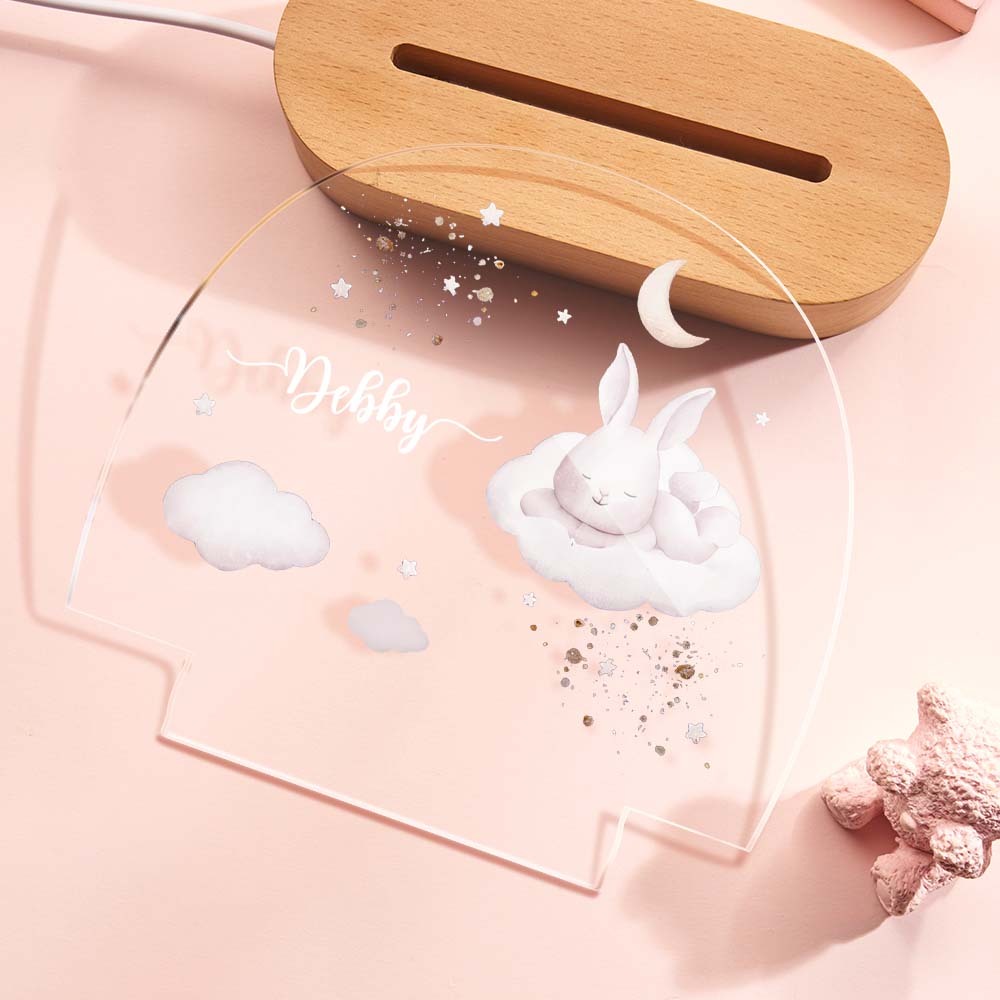 Nom De Lapin Personnalisé Veilleuse Nom Personnalisé Lampe Multicolore - maplunelampefr