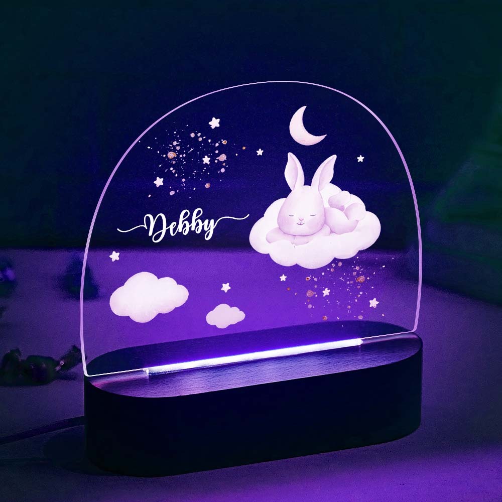 Nom De Lapin Personnalisé Veilleuse Nom Personnalisé Lampe Multicolore - maplunelampefr