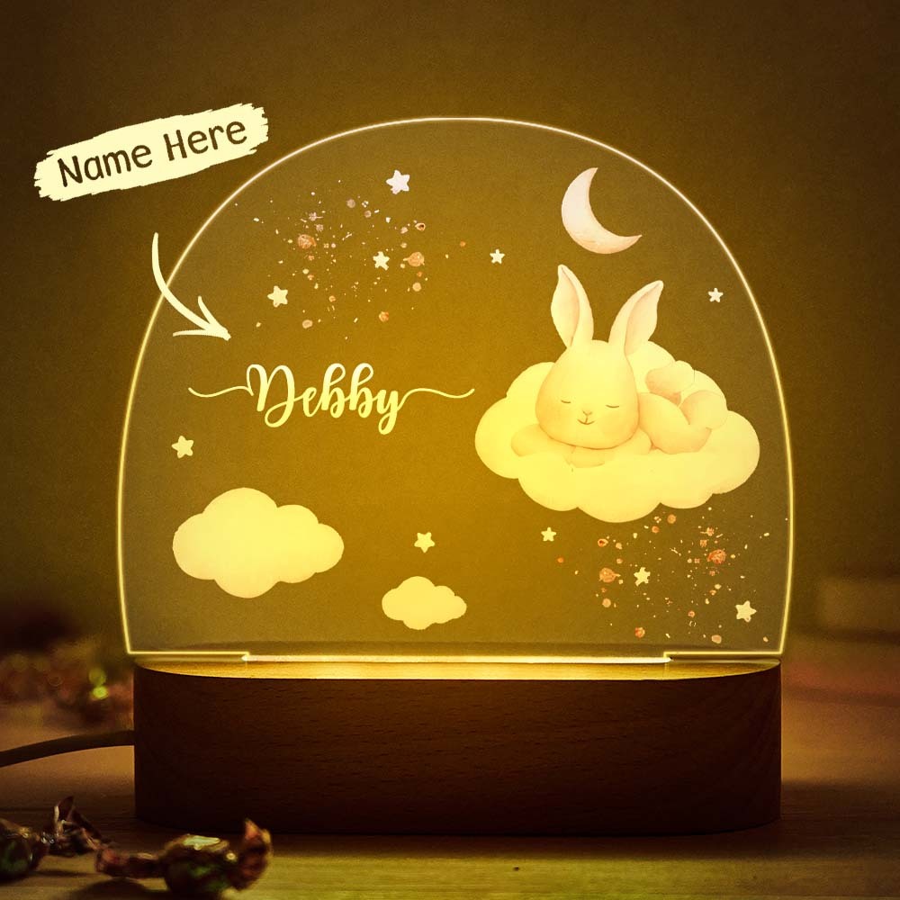 Nom De Lapin Personnalisé Veilleuse Nom Personnalisé Lampe Multicolore - maplunelampefr