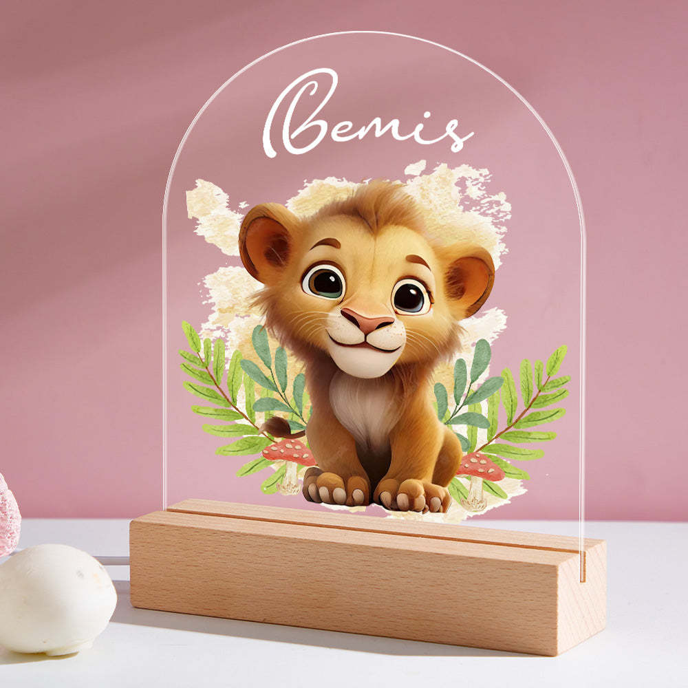 Veilleuse Lion Personnalisée Pour Bébé, Lampe De Chevet Avec Nom Personnalisé, Sourire, Tigre - maplunelampefr