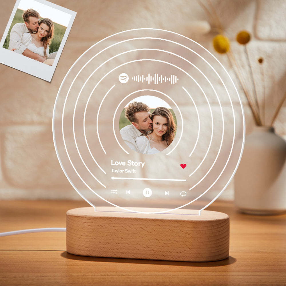 Lampe À Code Spotify Personnalisée Plaque De Chanson Photo Personnalisée Veilleuse - maplunelampefr