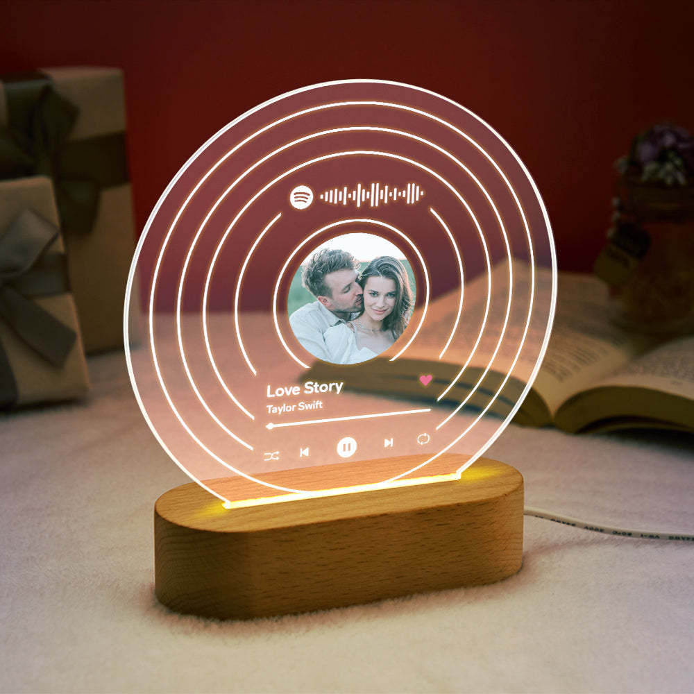 Lampe À Code Spotify Personnalisée Plaque De Chanson Photo Personnalisée Veilleuse - maplunelampefr