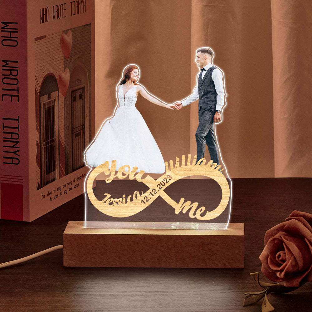 Veilleuse Photo Personnalisée, Lampe De Couple Infini Personnalisée, Cadeaux Romantiques Pour La Saint-valentin - maplunelampefr