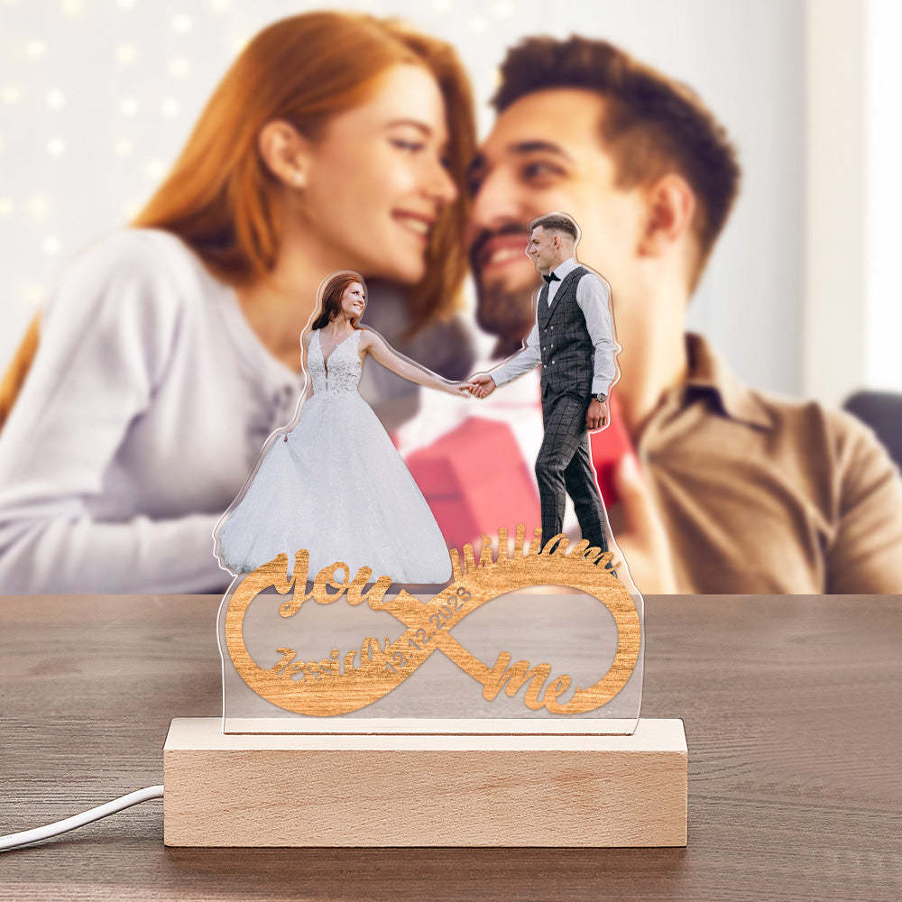 Veilleuse Photo Personnalisée, Lampe De Couple Infini Personnalisée, Cadeaux Romantiques Pour La Saint-valentin - maplunelampefr