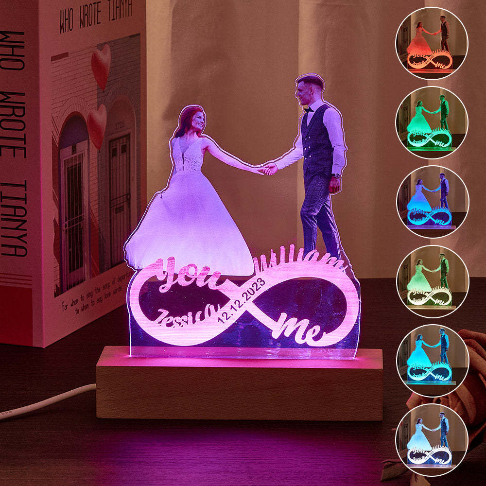 Veilleuse Photo Personnalisée, Lampe De Couple Infini Personnalisée, Cadeaux Romantiques Pour La Saint-valentin - maplunelampefr