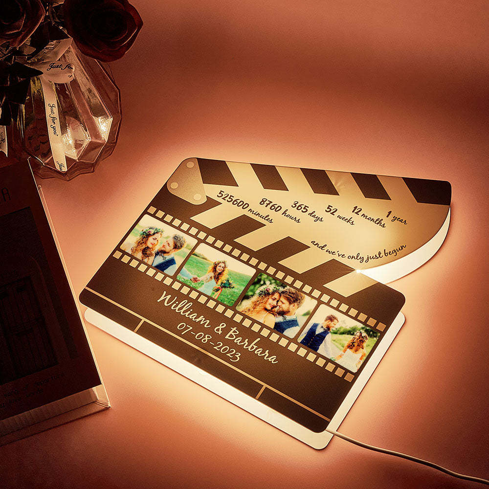 Veilleuse En Rouleau De Film Personnalisée, Lampes En Acrylique Avec Photo Personnalisée, Cadeau D'anniversaire Pour Couple - maplunelampefr