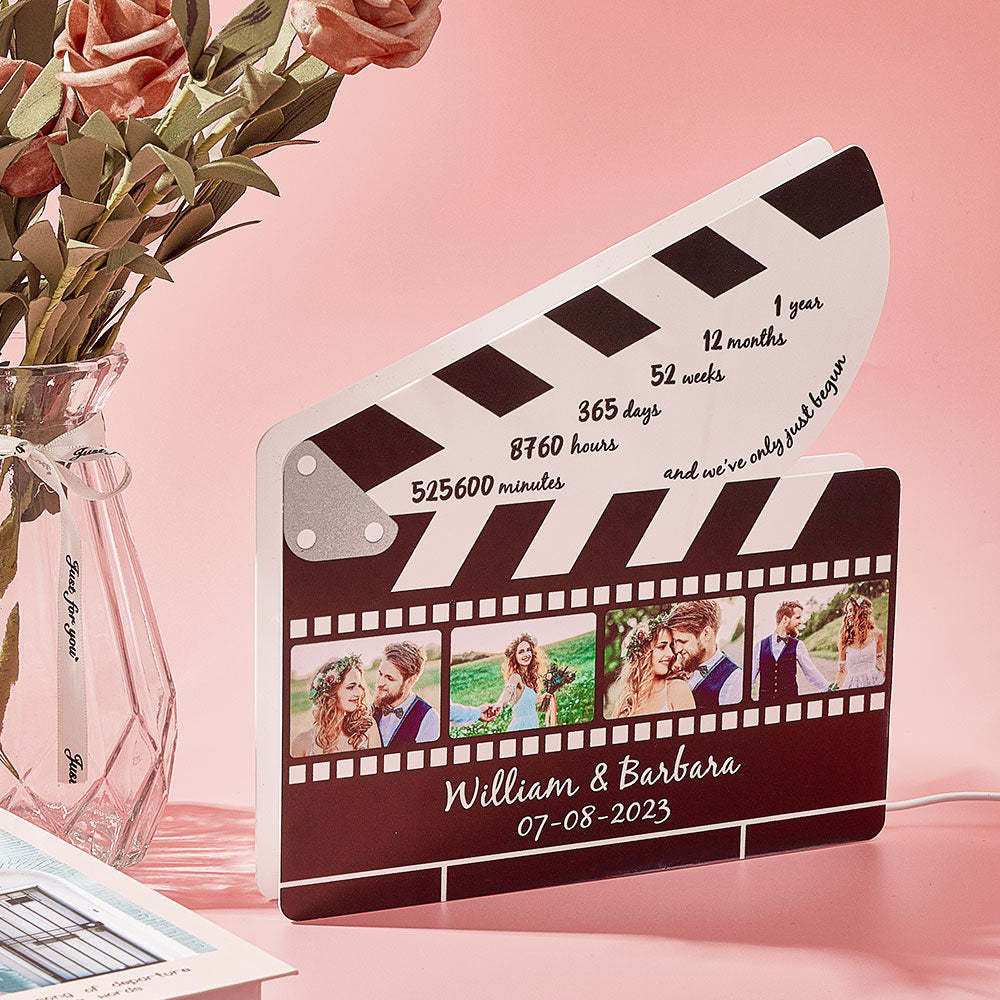 Veilleuse En Rouleau De Film Personnalisée, Lampes En Acrylique Avec Photo Personnalisée, Cadeau D'anniversaire Pour Couple - maplunelampefr