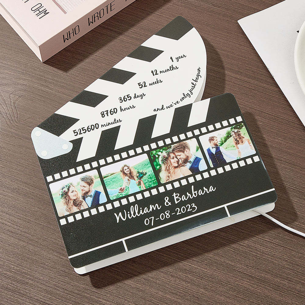 Veilleuse En Rouleau De Film Personnalisée, Lampes En Acrylique Avec Photo Personnalisée, Cadeau D'anniversaire Pour Couple - maplunelampefr