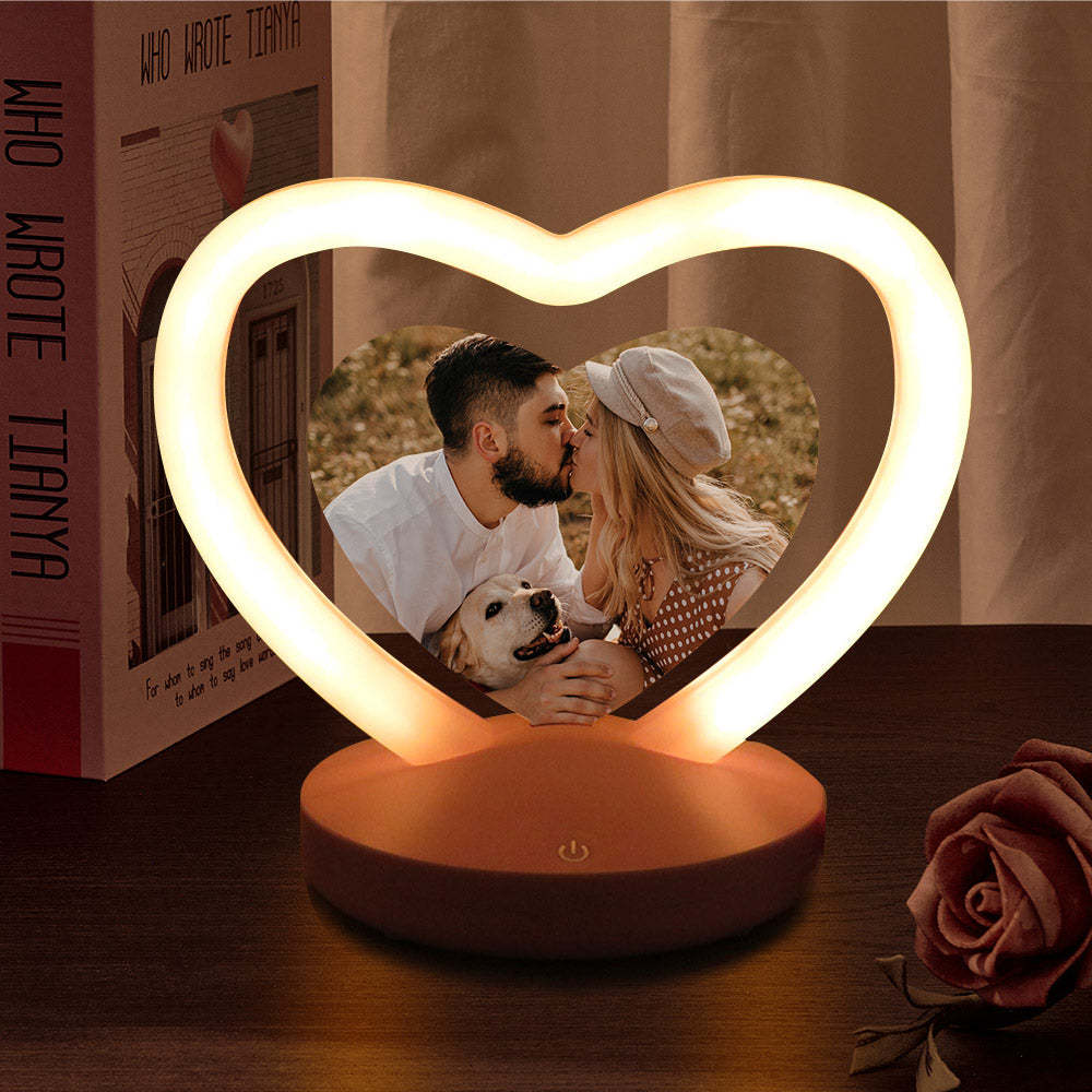 Veilleuse Photo Personnalisée, Lampe En Forme De Cœur, Cadeaux Romantiques Pour La Saint-valentin - maplunelampefr